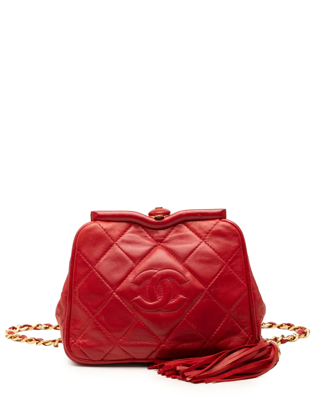 CHANEL Pre-Owned 1989-1991 CC Quilted Lambskin Frame belt bag - Rosso