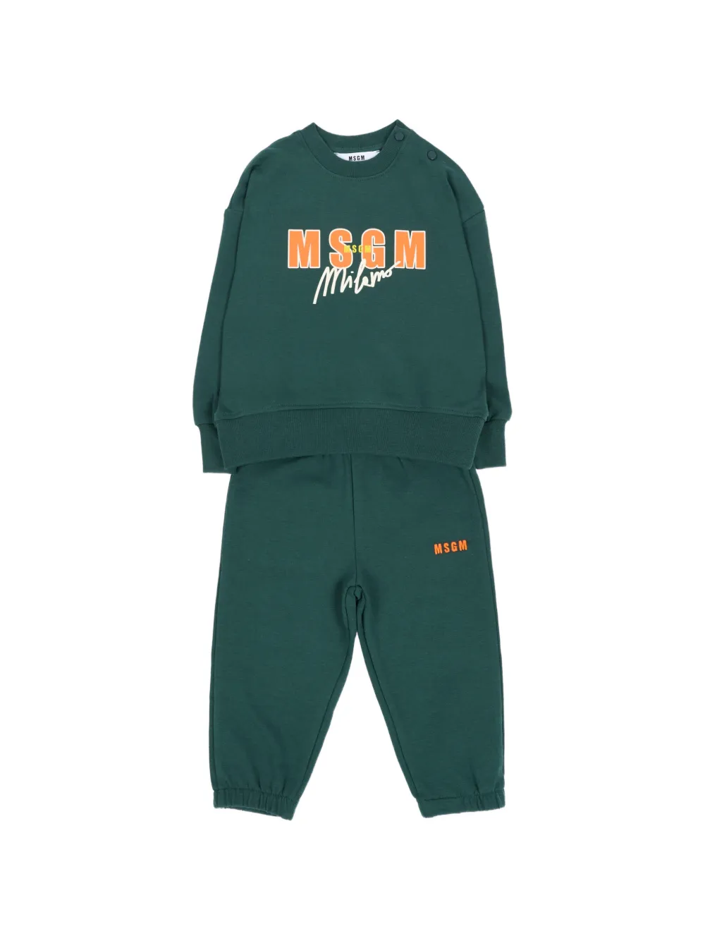 MSGM Kids Jogginganzug mit Logo-Print - Grün