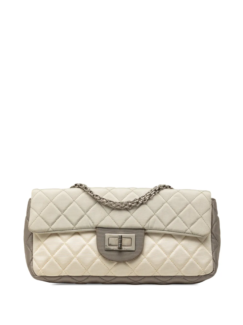 CHANEL Pre-Owned 2008-2009 Small Tricolor Quilted Jersey Reissue 2.55 East West Flap shoulder bag - Bianco