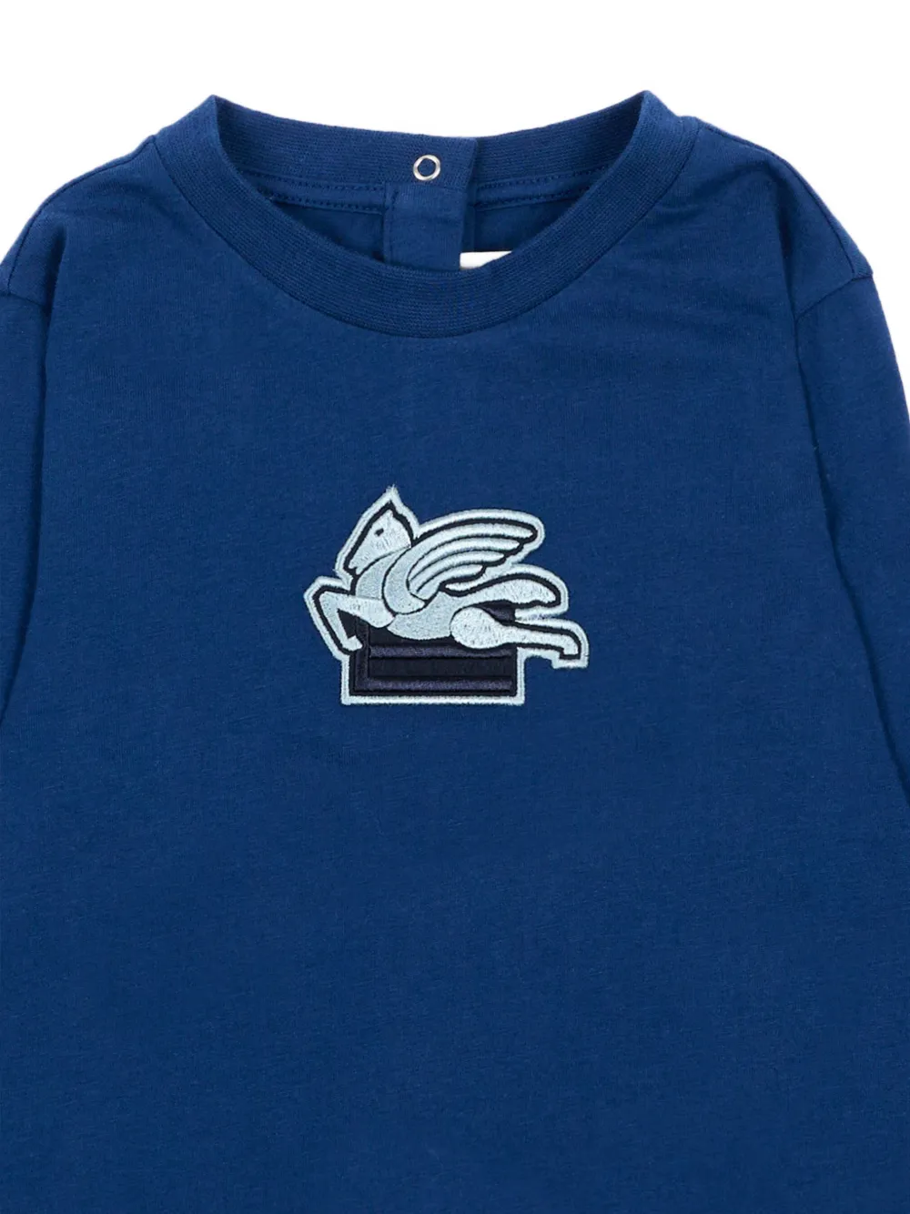 ETRO KIDS T-shirt met lange mouwen en Pegasus-patch Blauw
