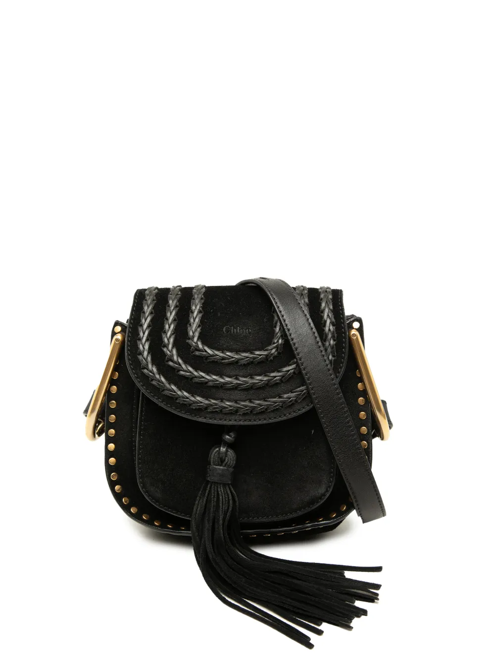 Chloé Pre-Owned 2016 kleine Braided Hudson Umhängetasche aus Wildleder - Schwarz