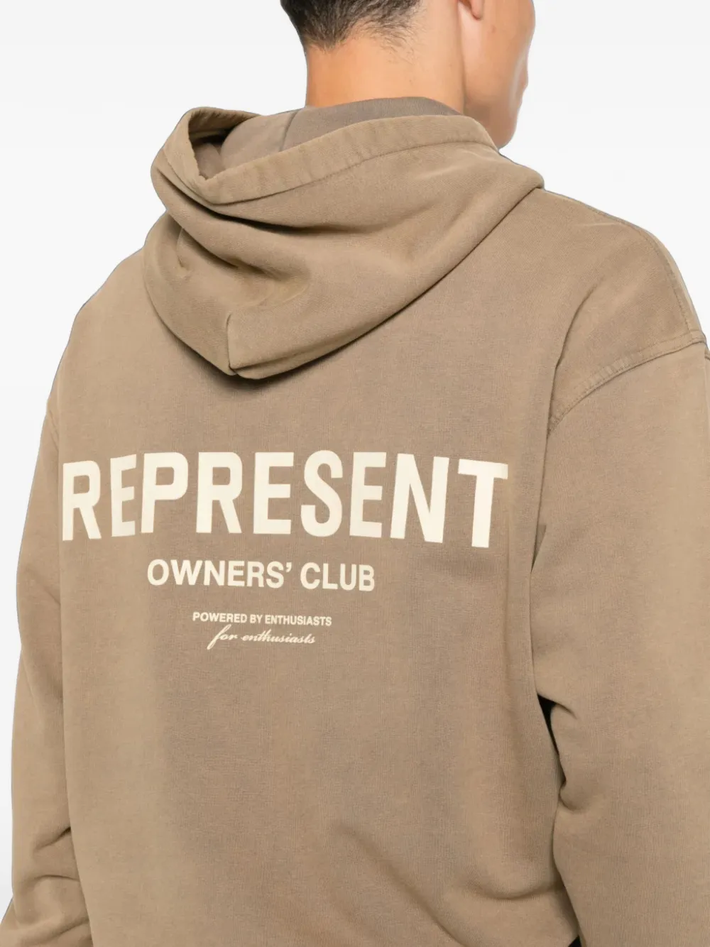 Represent Owners' Club logo-print hoodie Beige
