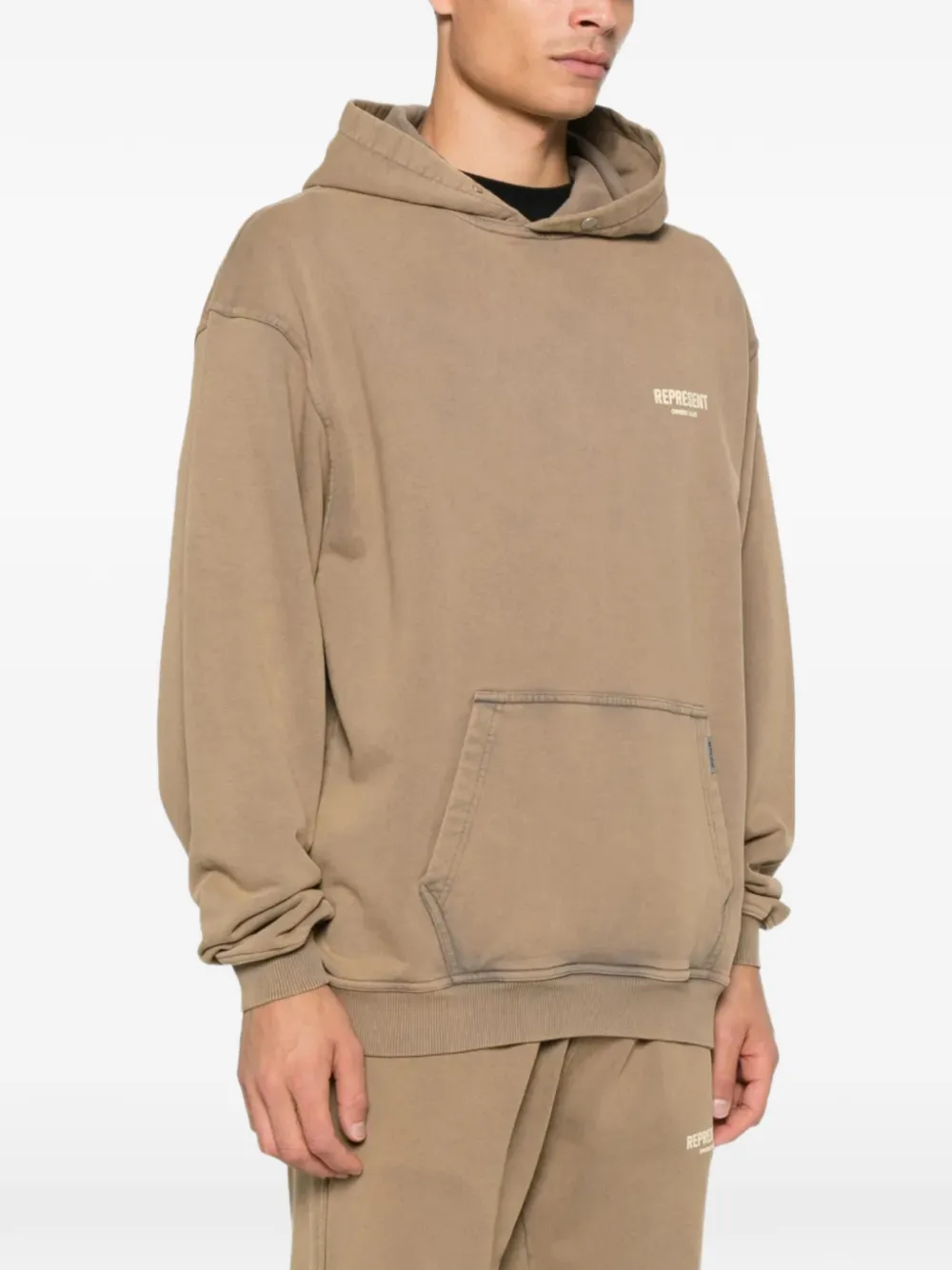 Represent Owners' Club logo-print hoodie Beige