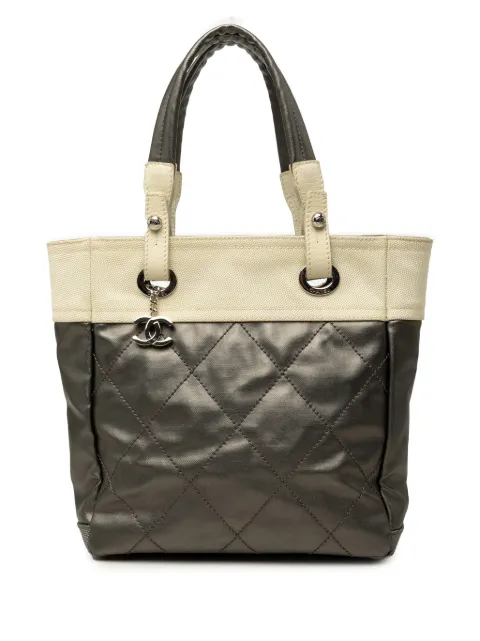 CHANEL Pre-Owned 2006-2008 Small Bicolor Quilted Coated Canvas Paris Biarritz tote bag
