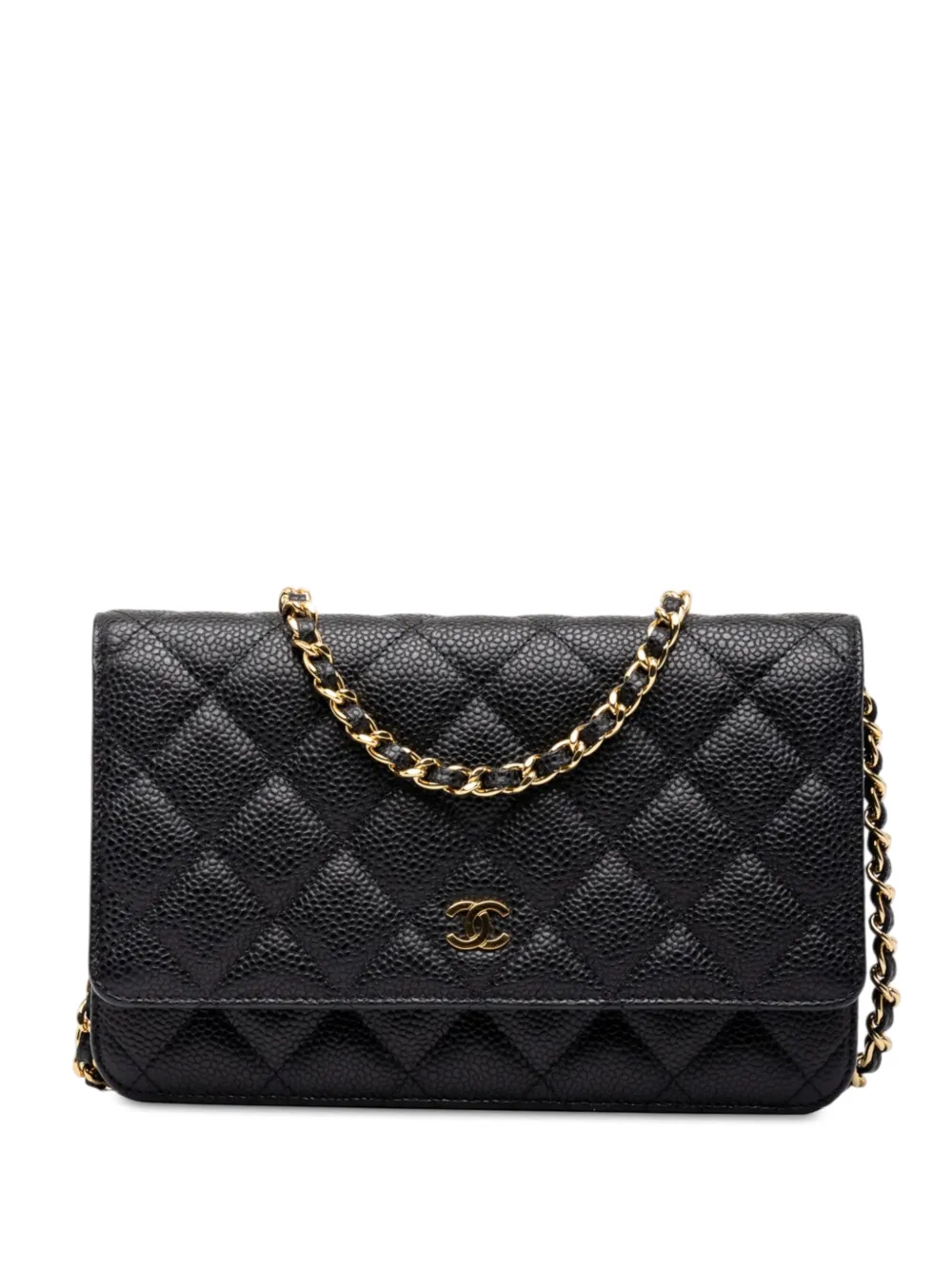 CHANEL Pre-Owned 2021-2026 CC Quilted Caviar Wallet on Chain crossbody bag - Nero