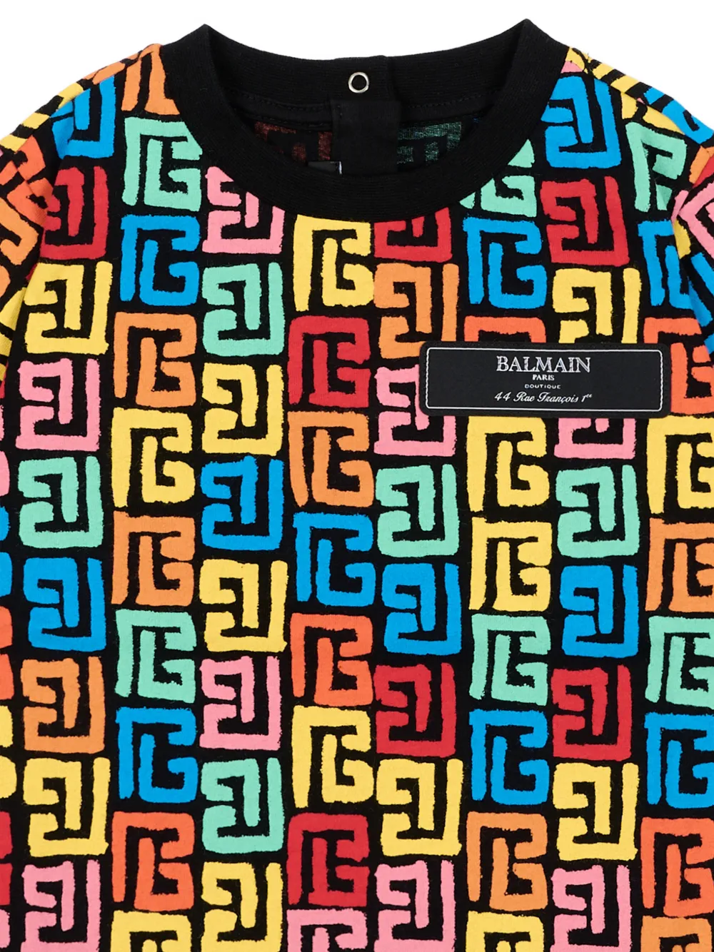 Balmain Kids T-shirt met monogram-print en logo-patch Blauw