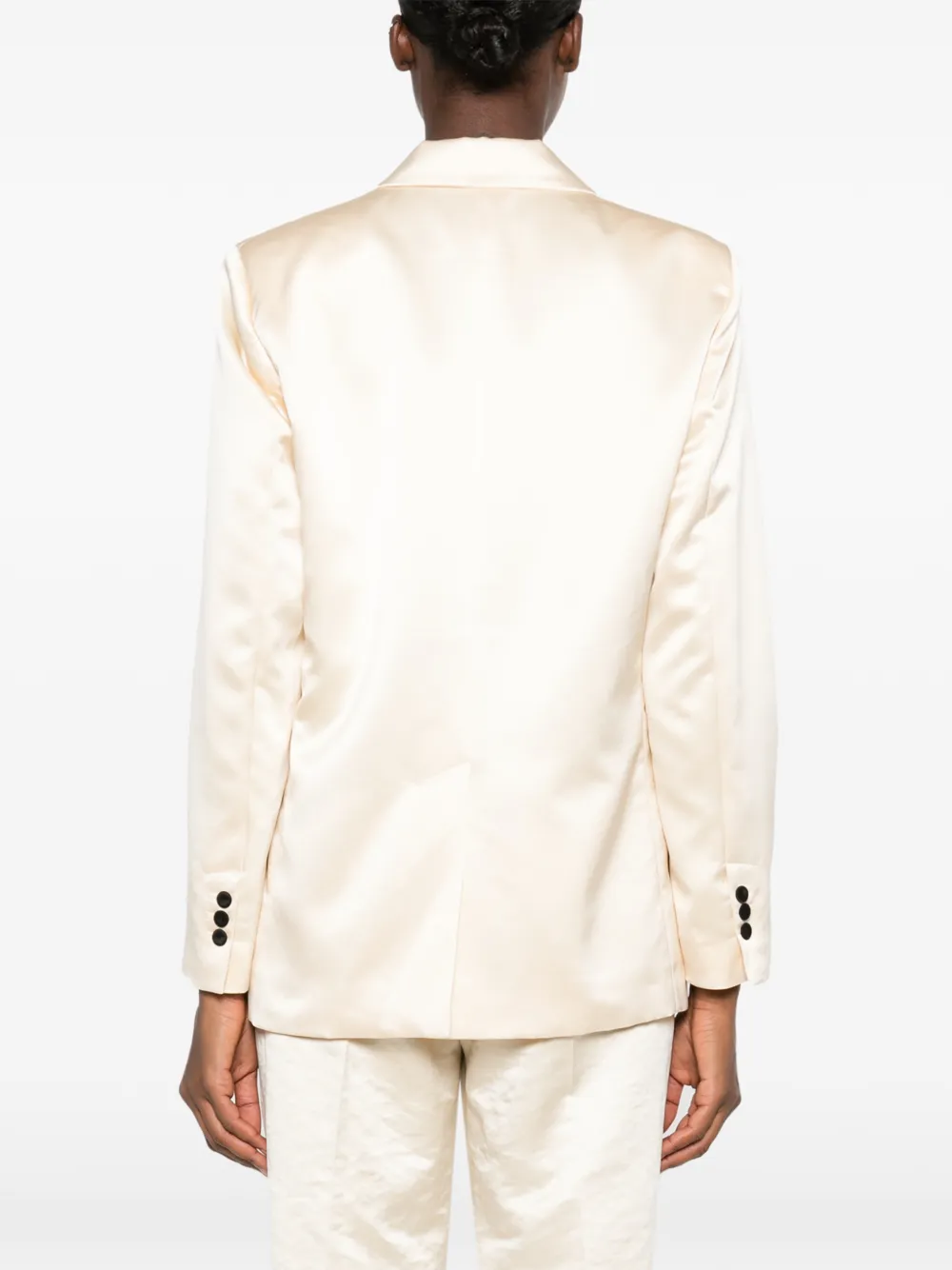 Forte double-breasted satin blazer Beige