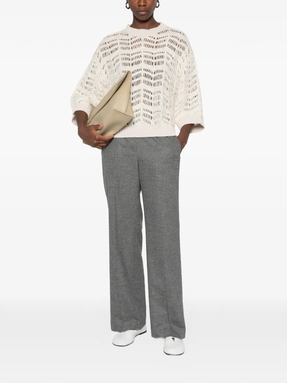 Peserico Broek met zijstreep Grijs
