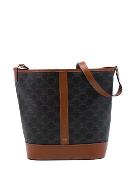 Celine Pre-Owned 2022 Medium Triomphe Coated Canvas bucket bag