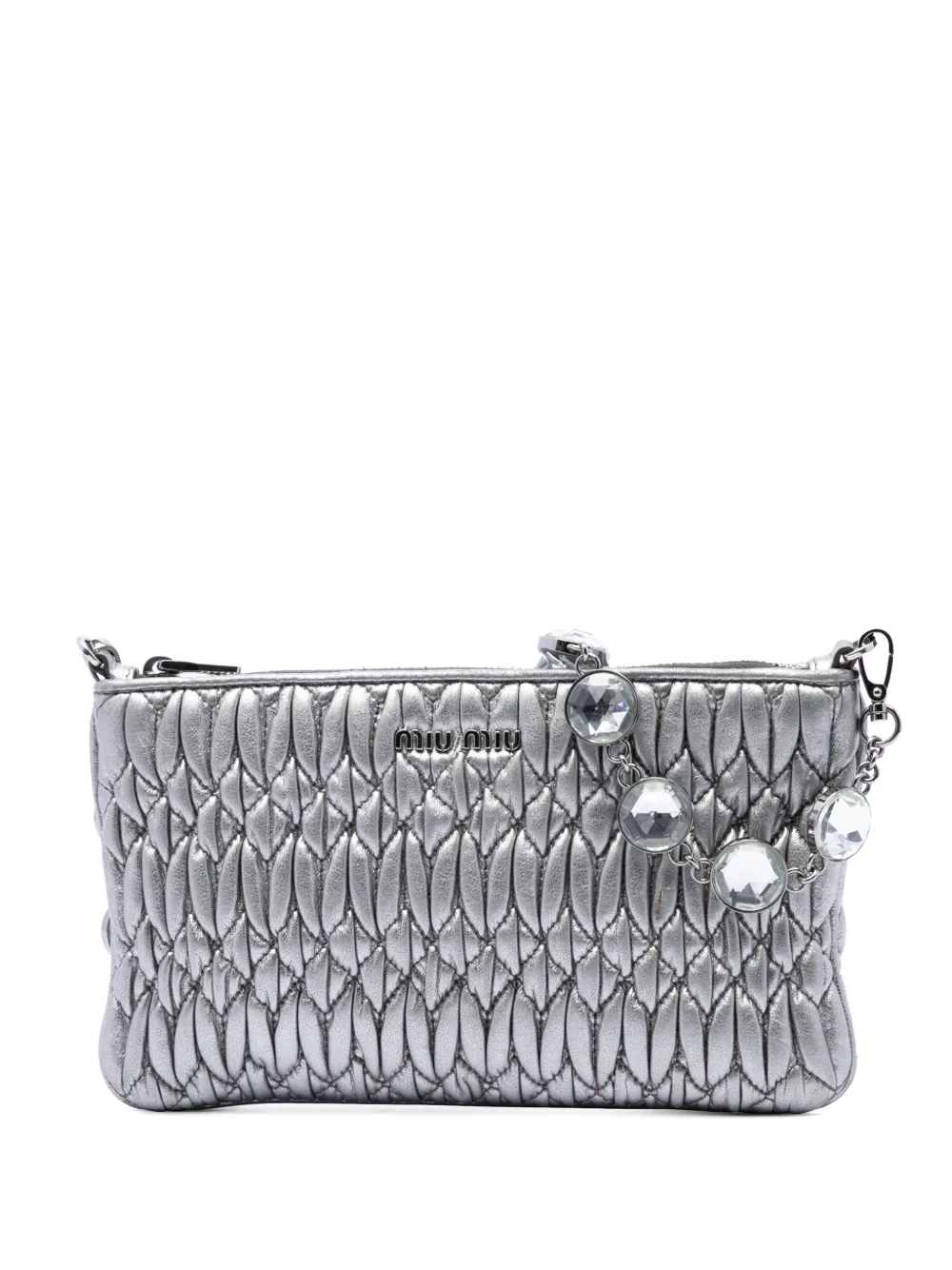 Miu Miu Pre-Owned 2010-2026 Matelasse Umhängetasche aus Nappaleder mit Kristallen - Silber