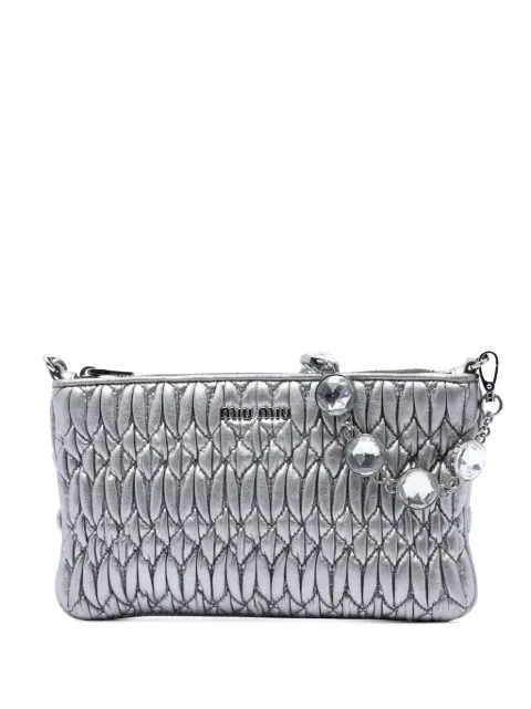 Miu Miu Pre-Owned 2010-2026 Metallic Matelasse Nappa Crystal Chain crossbody bag