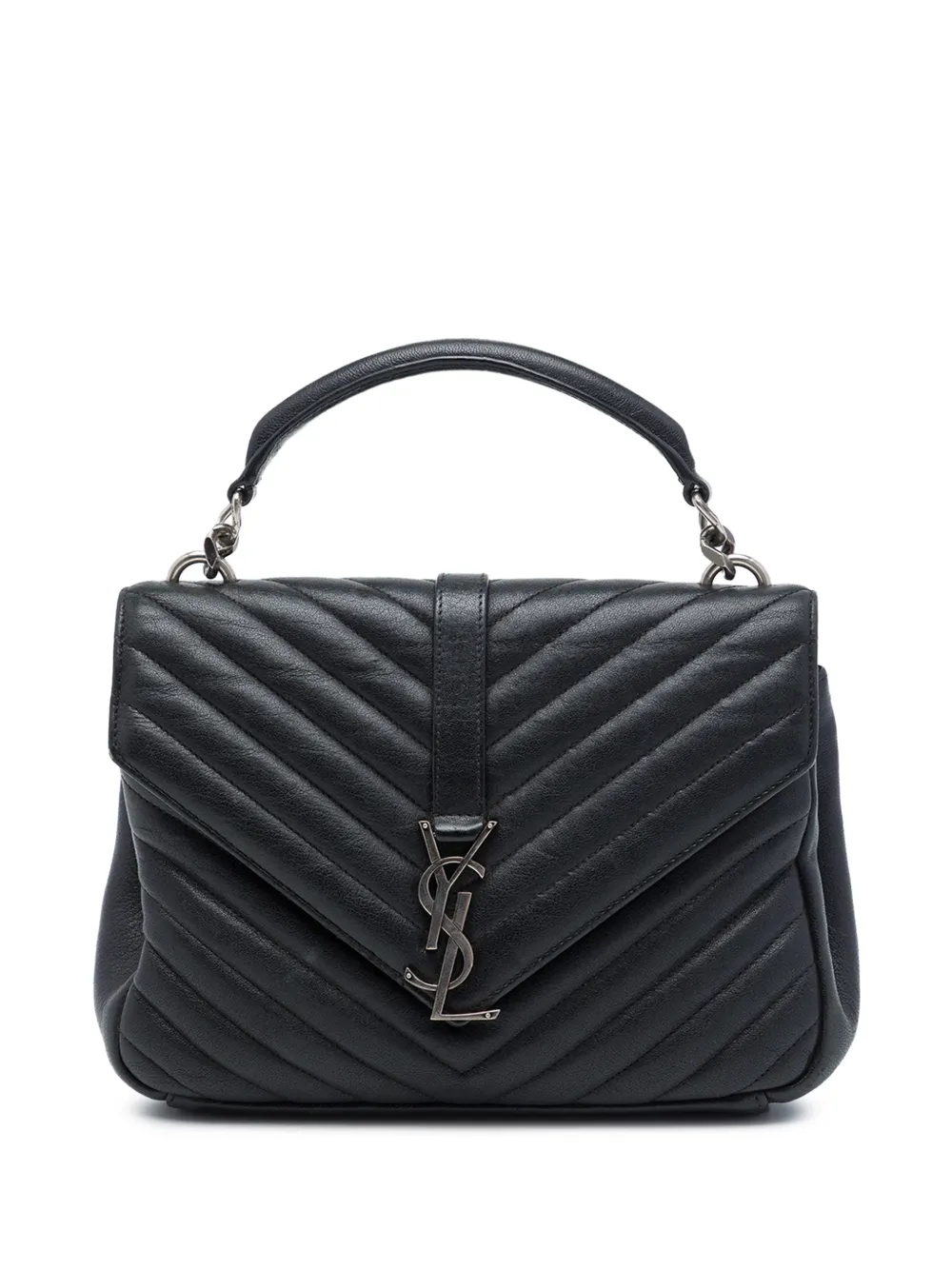 Saint Laurent Pre-Owned sac à main monogrammé College médium en peau d'agneau (2017) - Noir Saint Laurent Pre-Owned sac à main monogrammé College médium en peau d'agneau (2017) - Noir