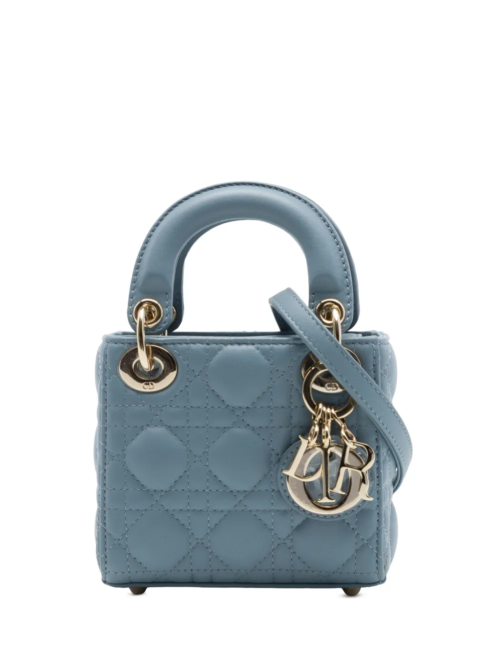 Christian Dior Pre-Owned 2020 micro Cannage Lady Dior Satchel-Tasche aus Lammleder - Blau