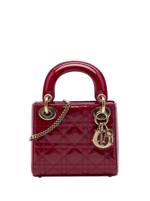 Christian Dior Pre-Owned bolsa satchel Lady Dior mini de charol y lona Cannage 2017