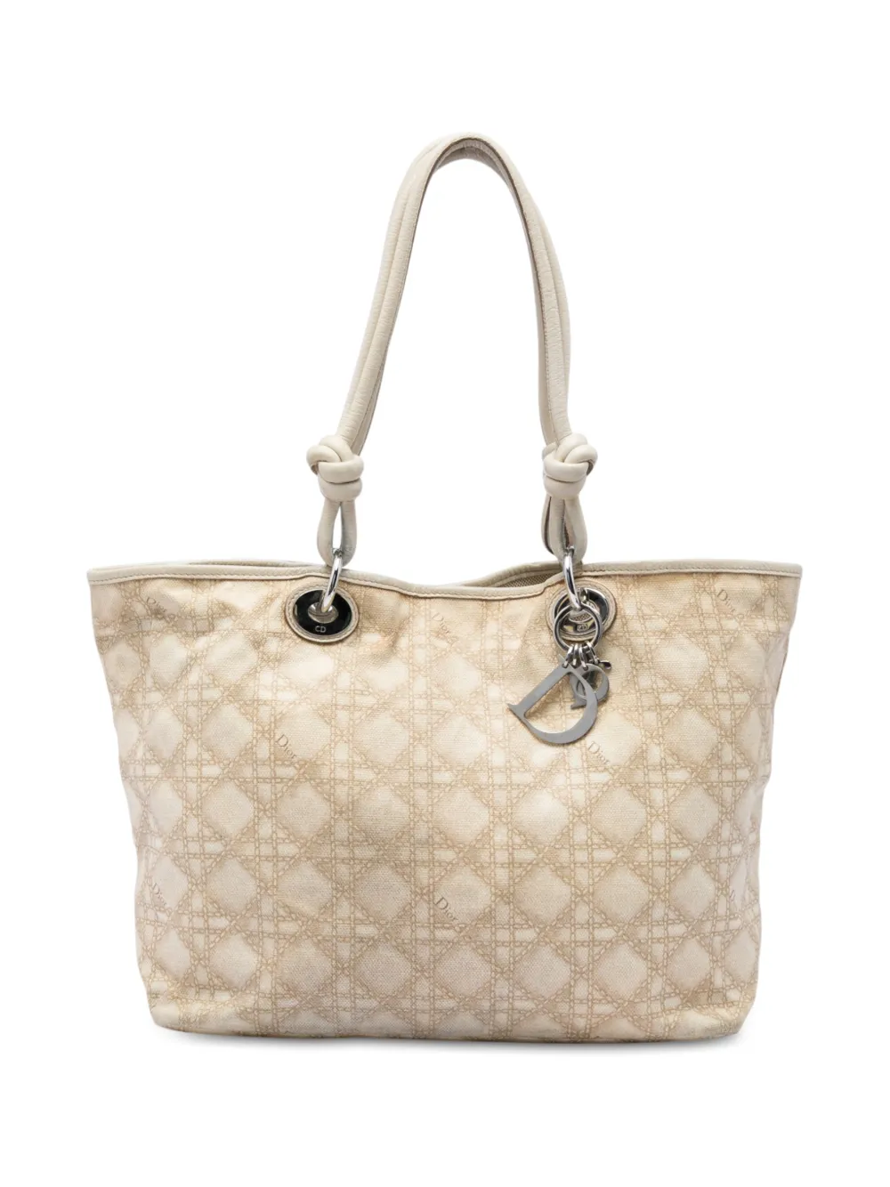 Christian Dior Pre-Owned 2008 große Cherie Tote Bag aus Canvas mit Cannage-Print - Nude