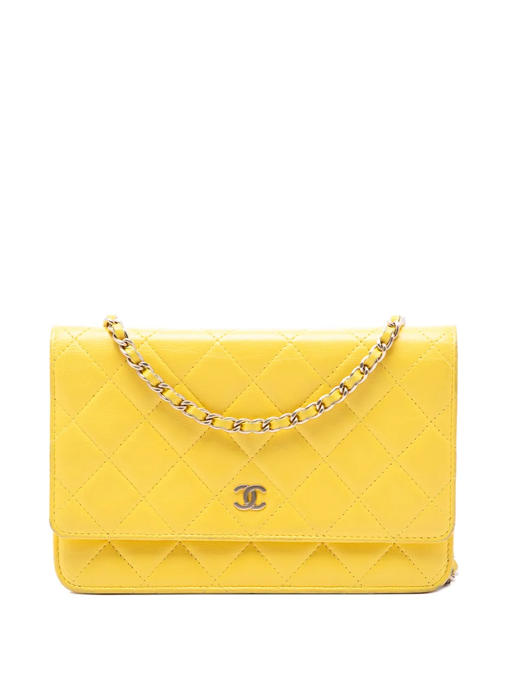 CHANEL Pre-Owned 2013-2014 CC Quilted Lambskin Wallet on Chain crossbody bag - Giallo
