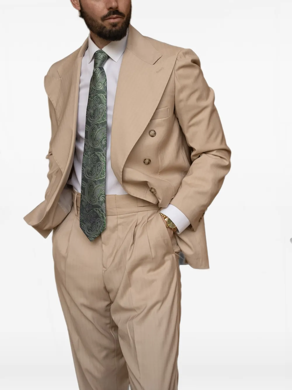 Elizabetta Cravatta Pavia con stampa paisley jacquard - Verde