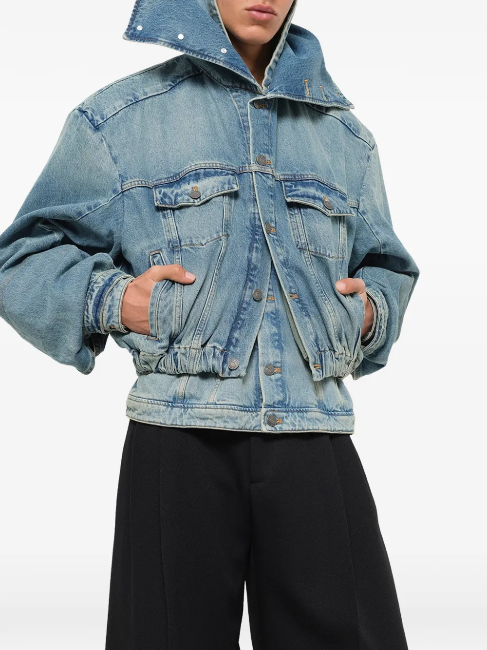 EGONlab. Denim jack met capuchon Blauw