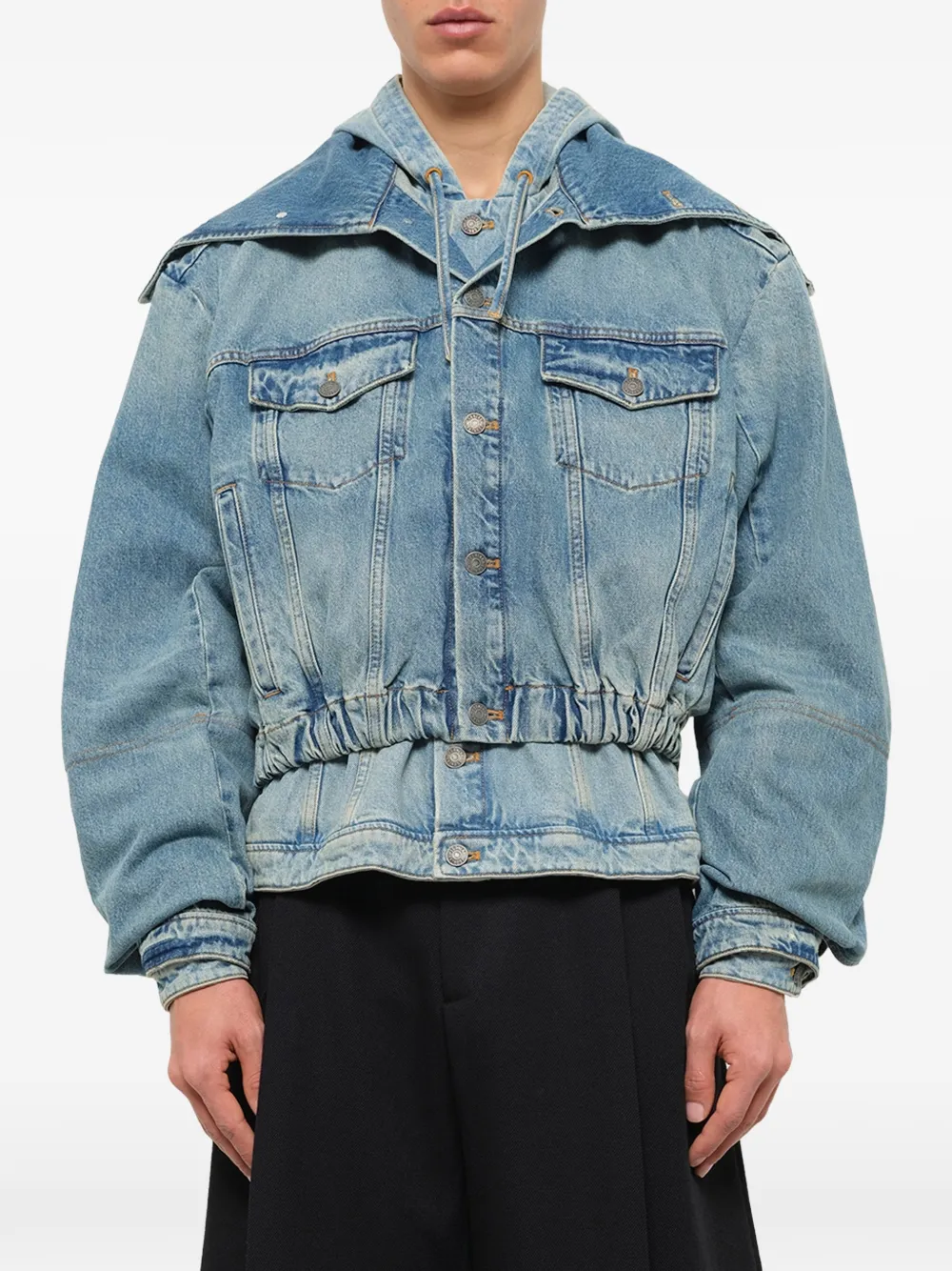 EGONlab. Denim jack met capuchon Blauw