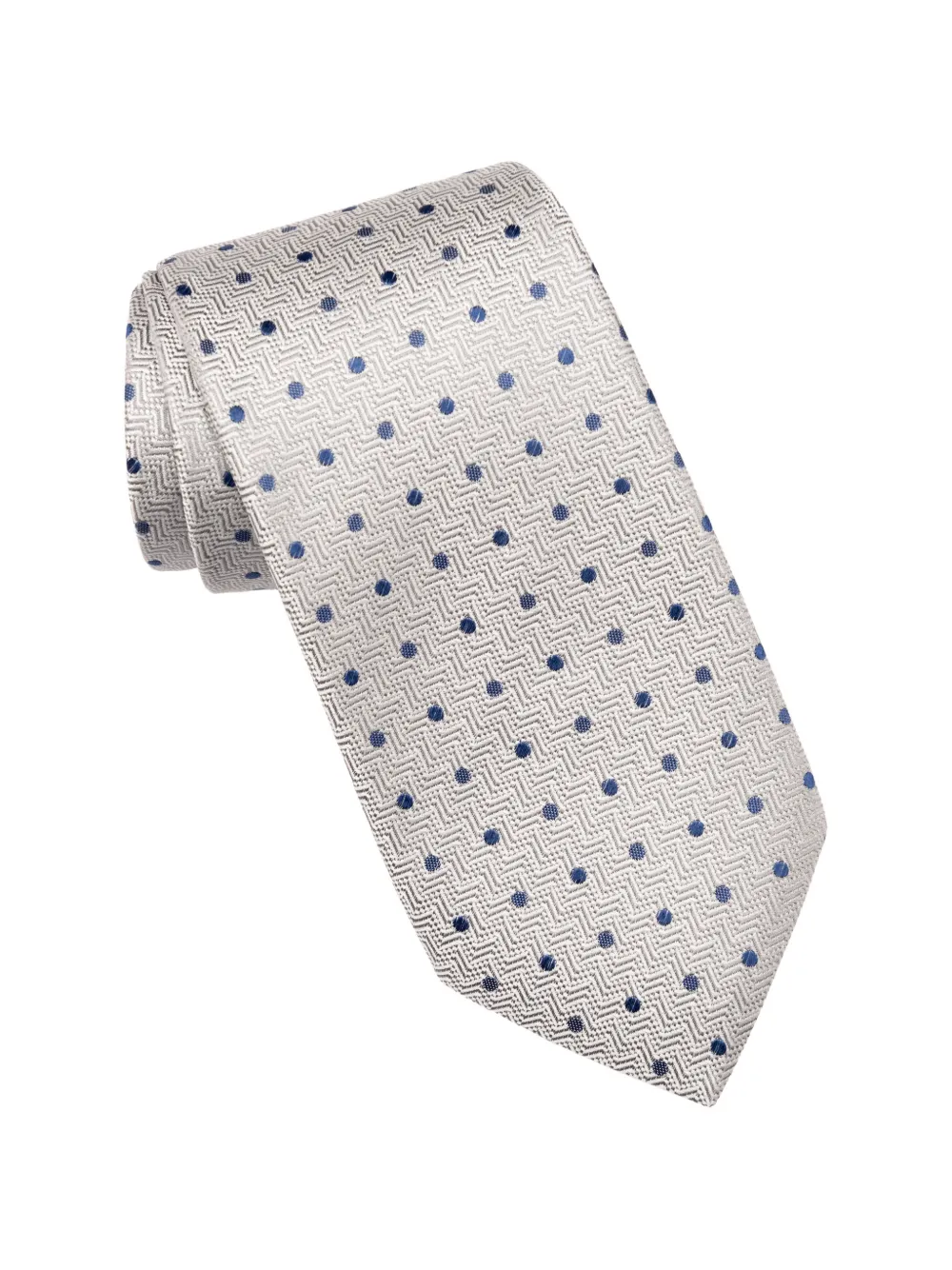 Elizabetta Tiburtina polka-dot chevron-jacquard tie - Grigio