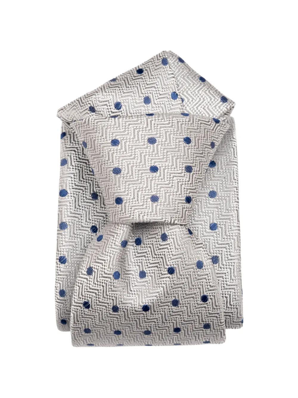 Elizabetta Tiburtina polka-dot chevron-jacquard tie - Grigio