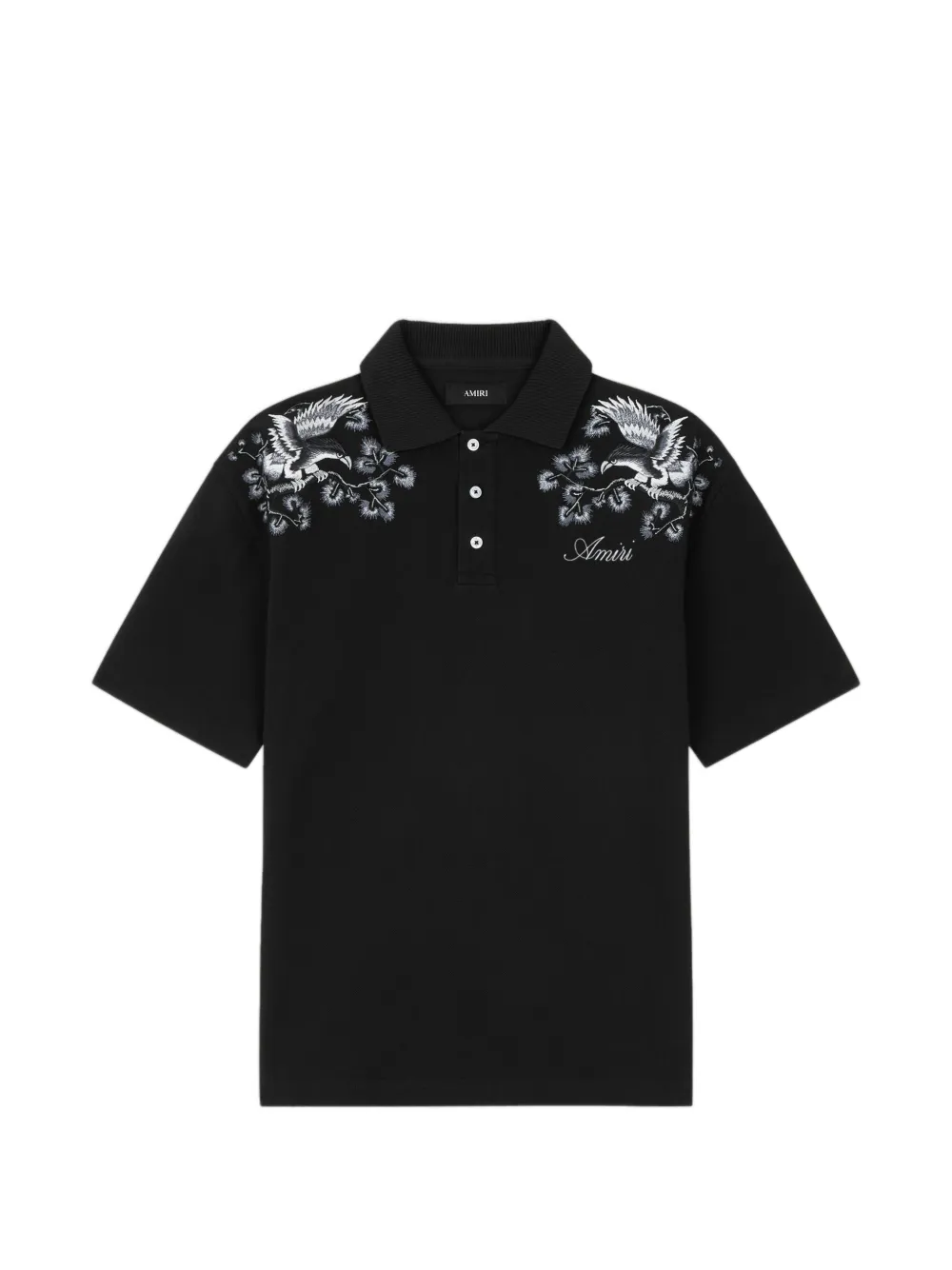 AMIRI floral-embroidered polo shirt - Nero
