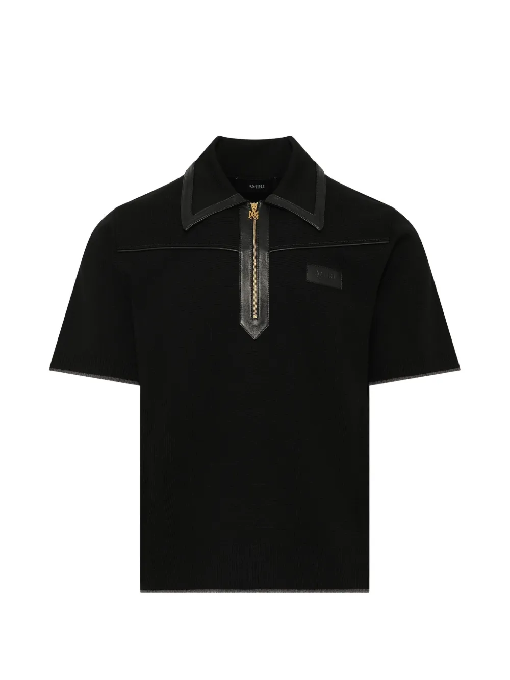 AMIRI leather-trim knit zipped polo