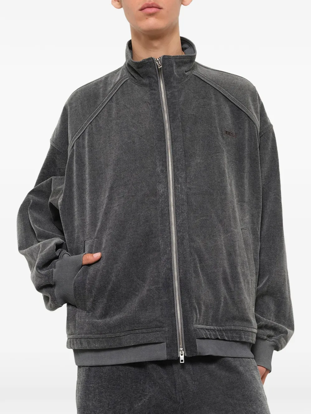 Juun.J Denim jack met hoge hals en rits Grijs