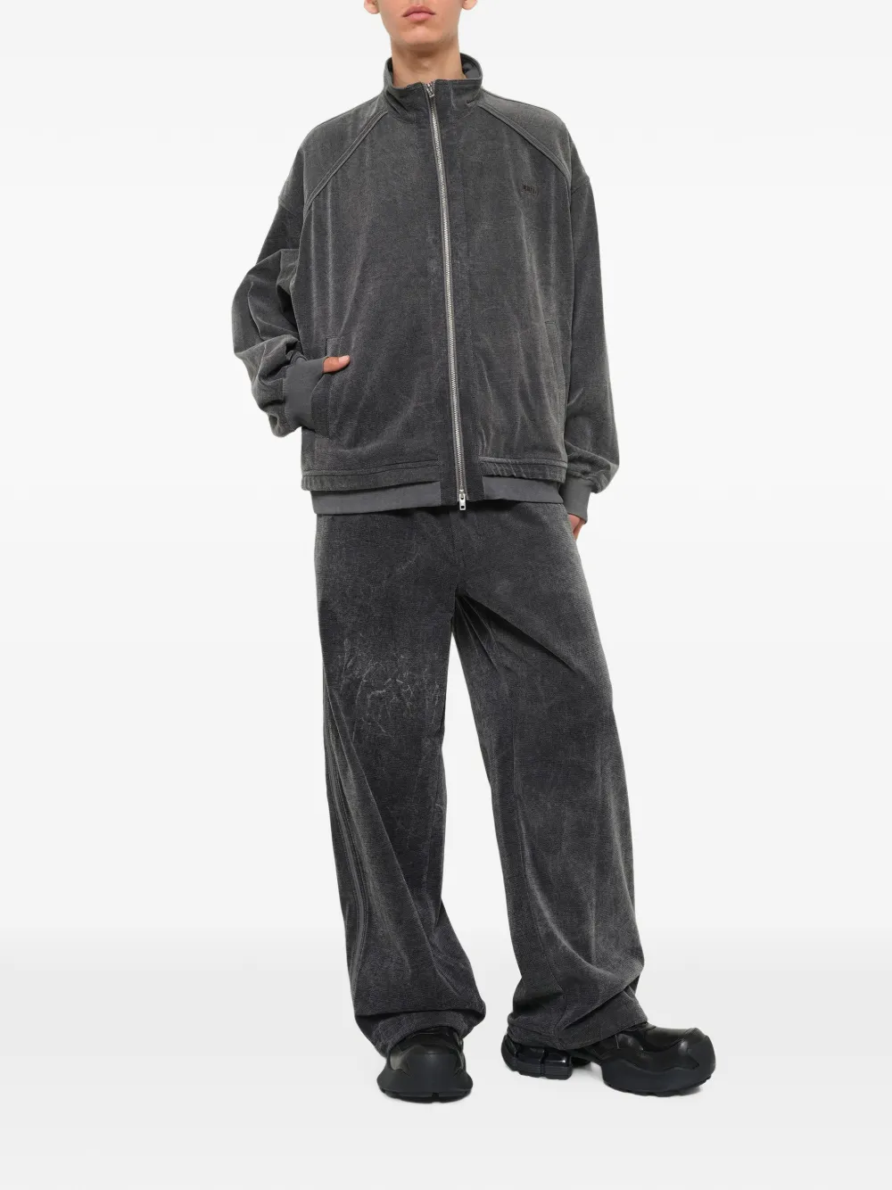 Juun.J Denim jack met hoge hals en rits Grijs
