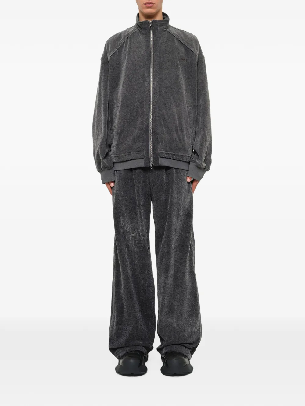 Juun.J Denim jack met hoge hals en rits Grijs