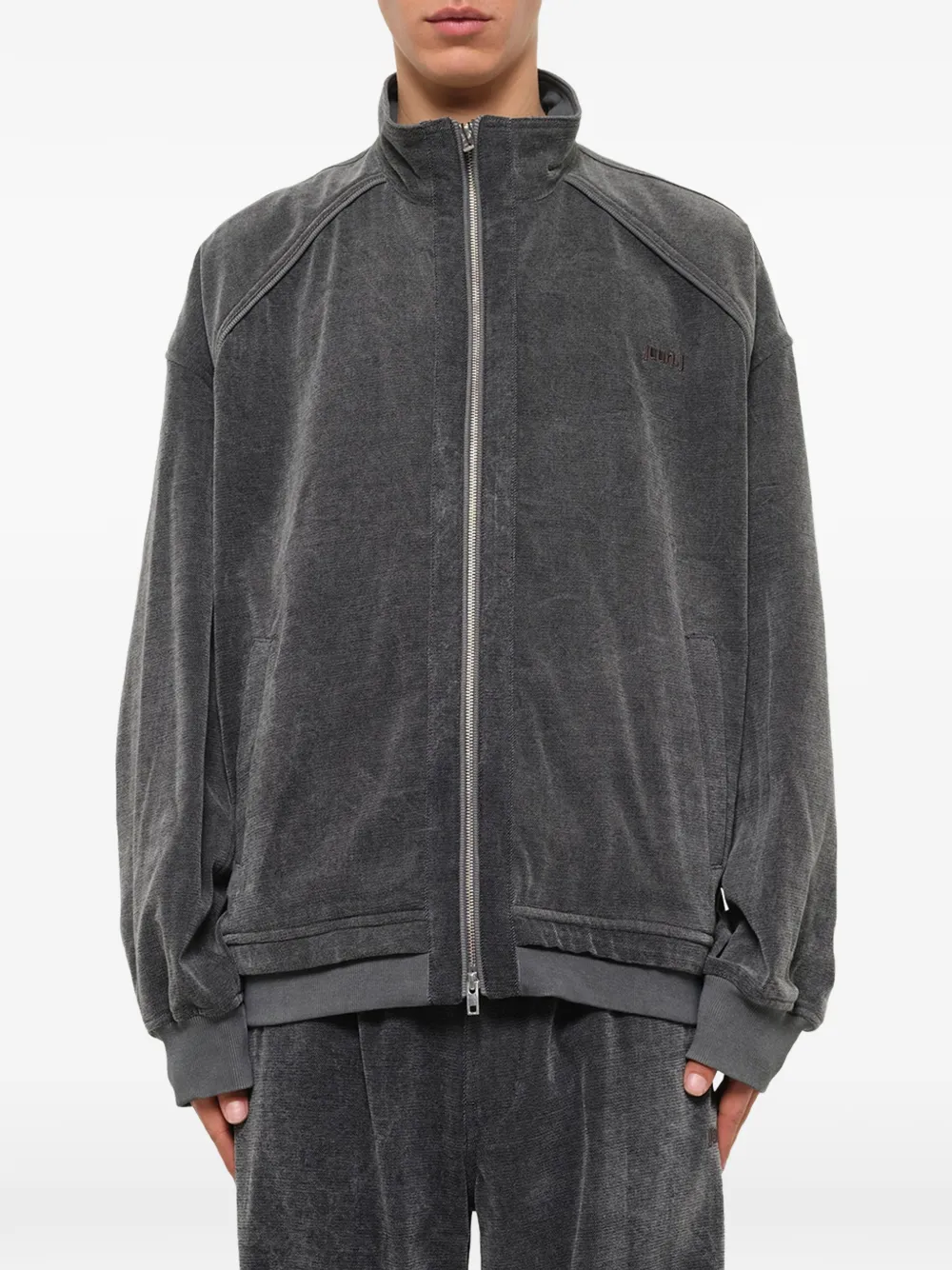 Juun.J Denim jack met hoge hals en rits Grijs