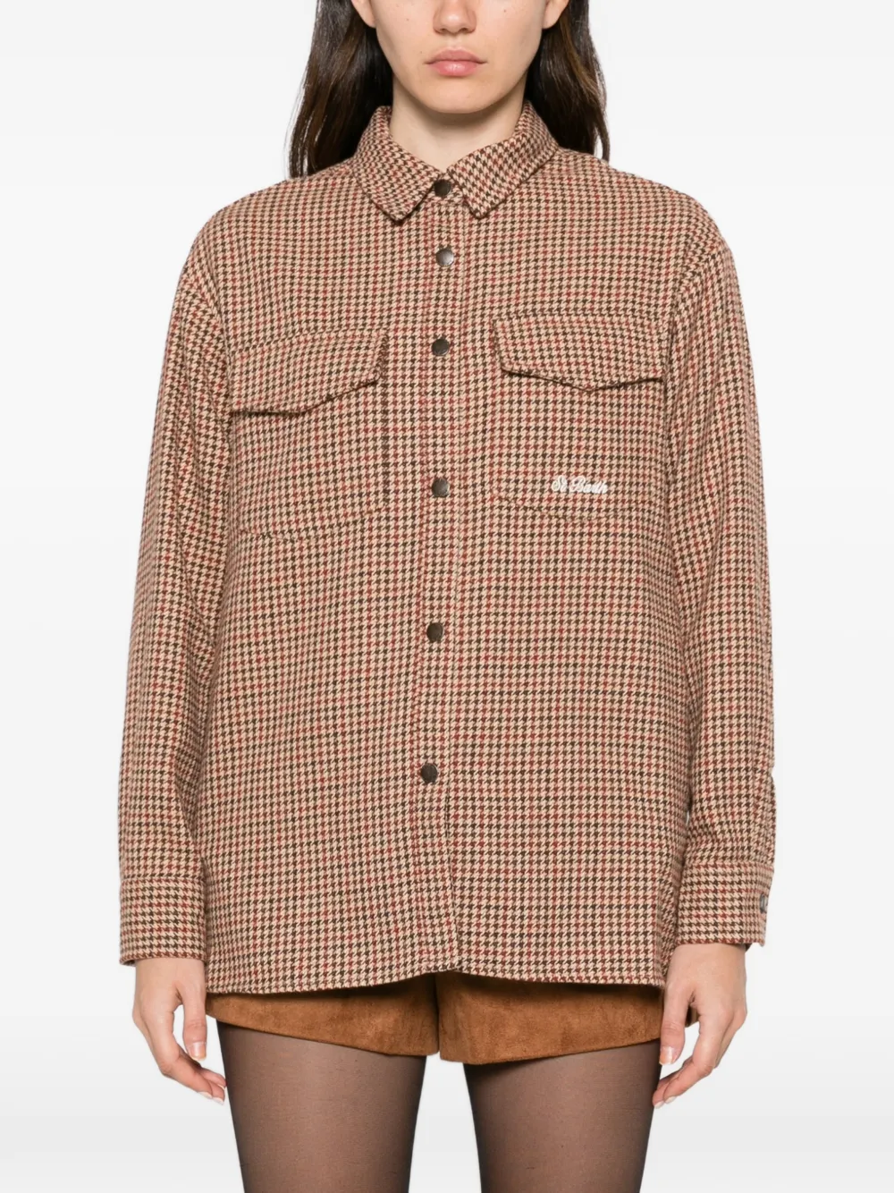 MC2 Saint Barth x Disney Mickey Mouse houndstooth-pattern shirt Beige