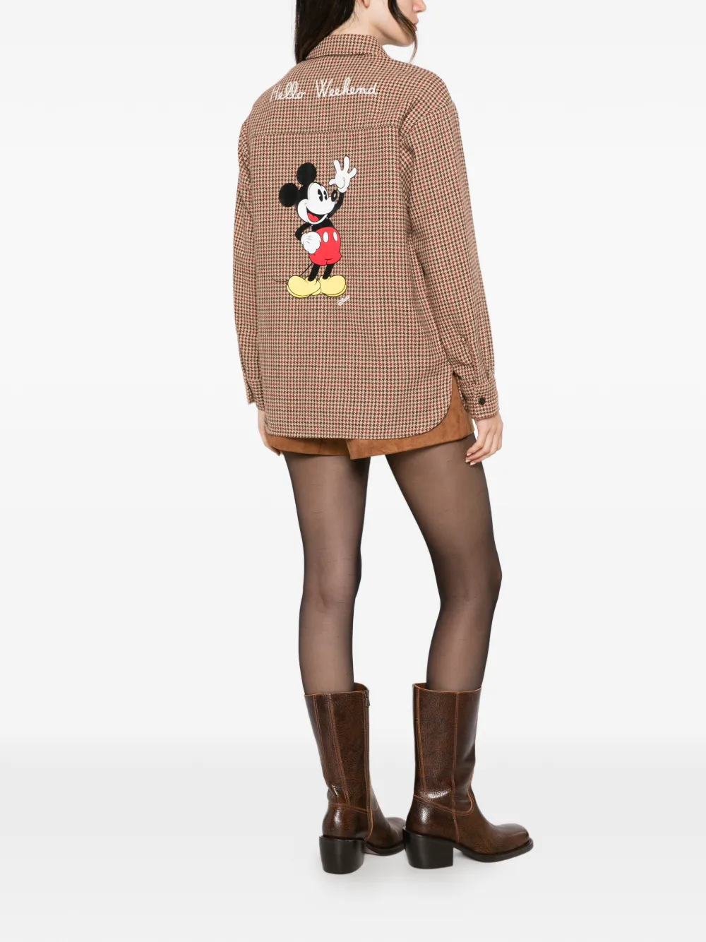 MC2 Saint Barth x Disney Mickey Mouse houndstooth-pattern shirt Beige