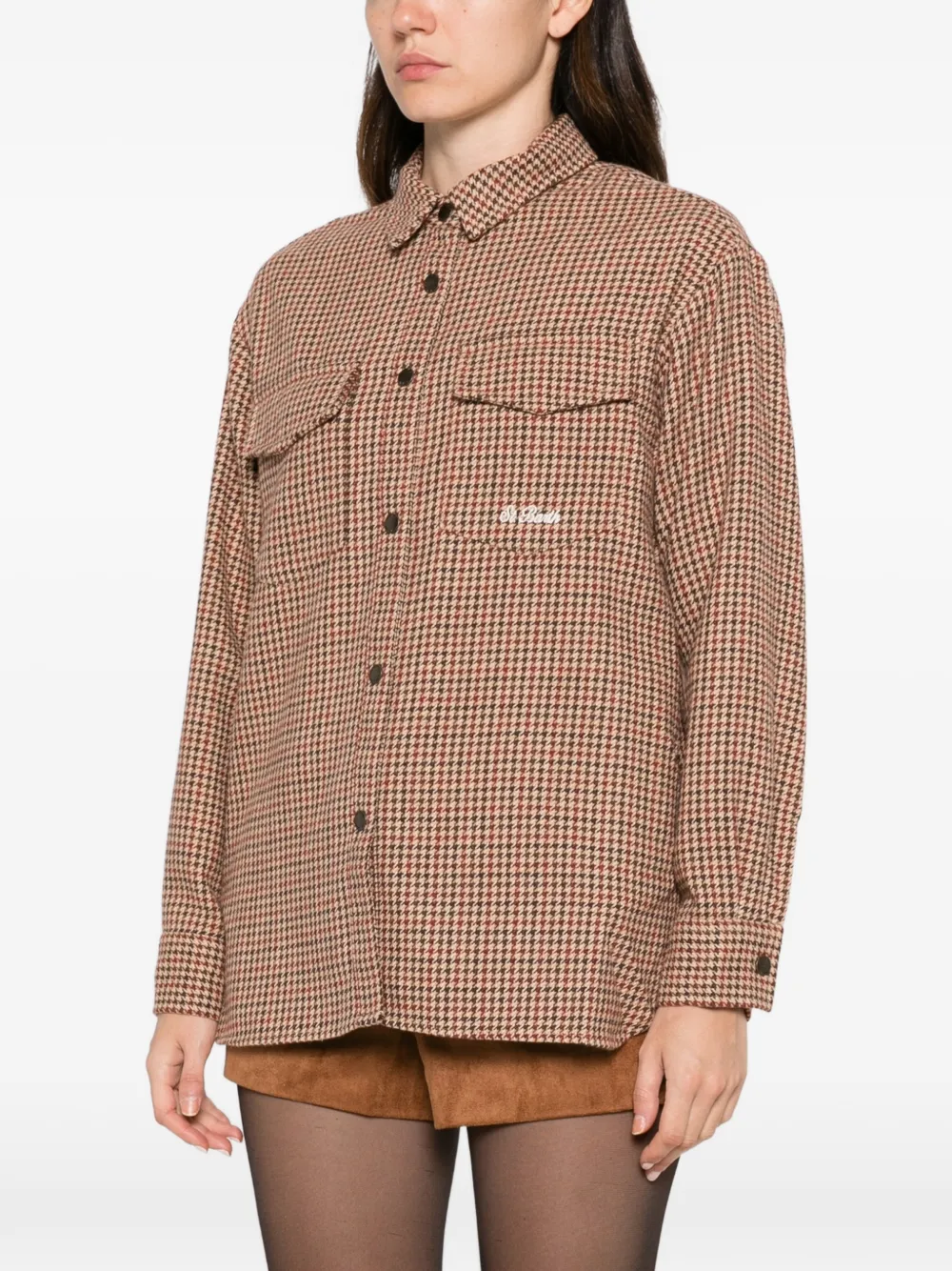 MC2 Saint Barth x Disney Mickey Mouse houndstooth-pattern shirt Beige