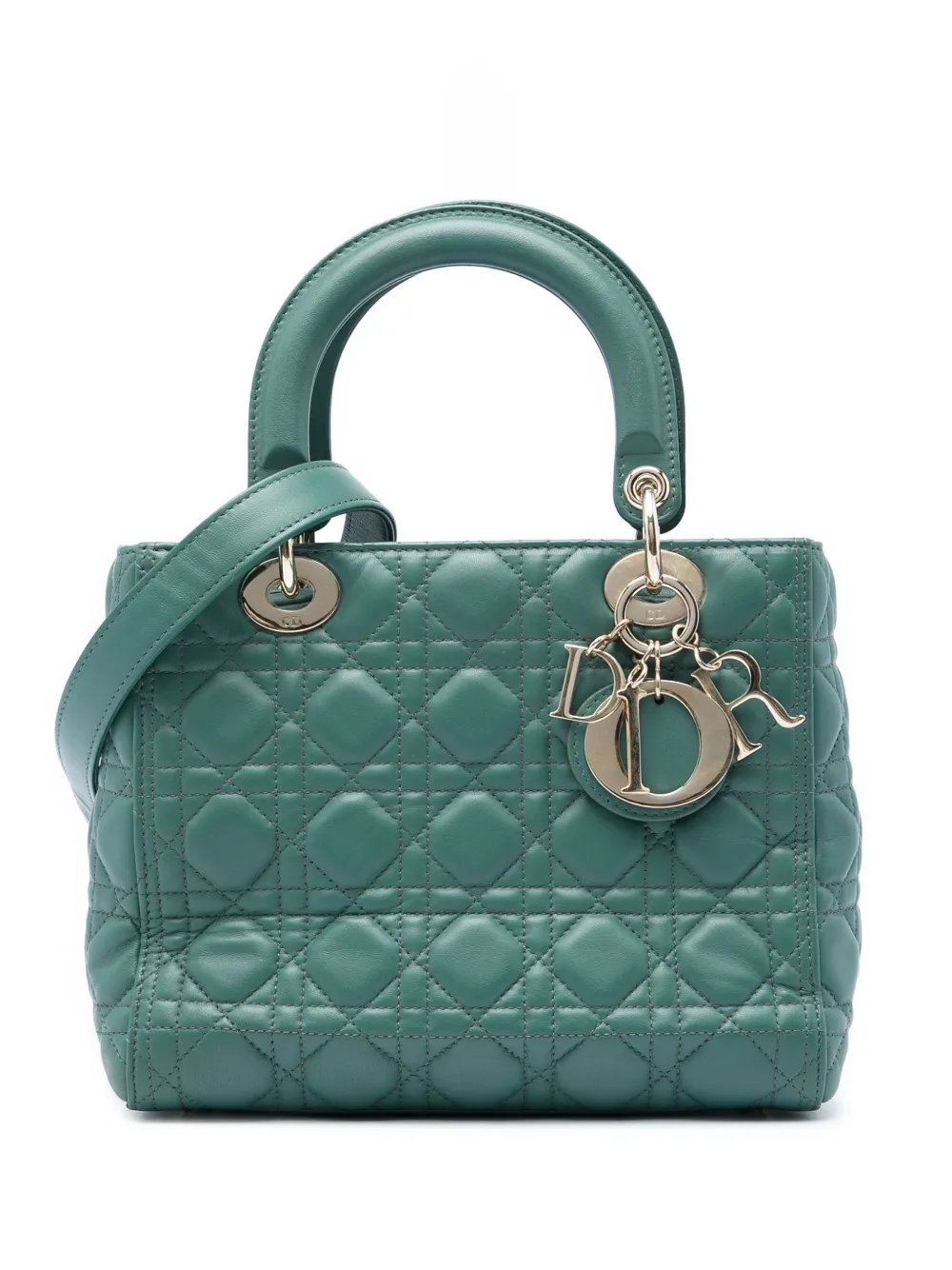Christian Dior Pre-Owned 2019 mittelgroße Cannage Lady Dior Satchel-Tasche - Grün