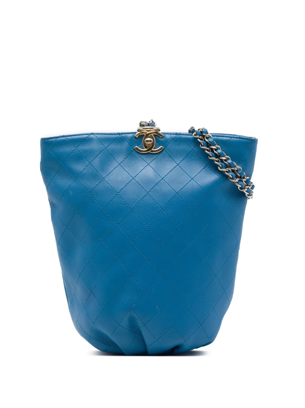 CHANEL Pre-Owned 2019 CC Quilted Calfskin Bucket backpack - Blu