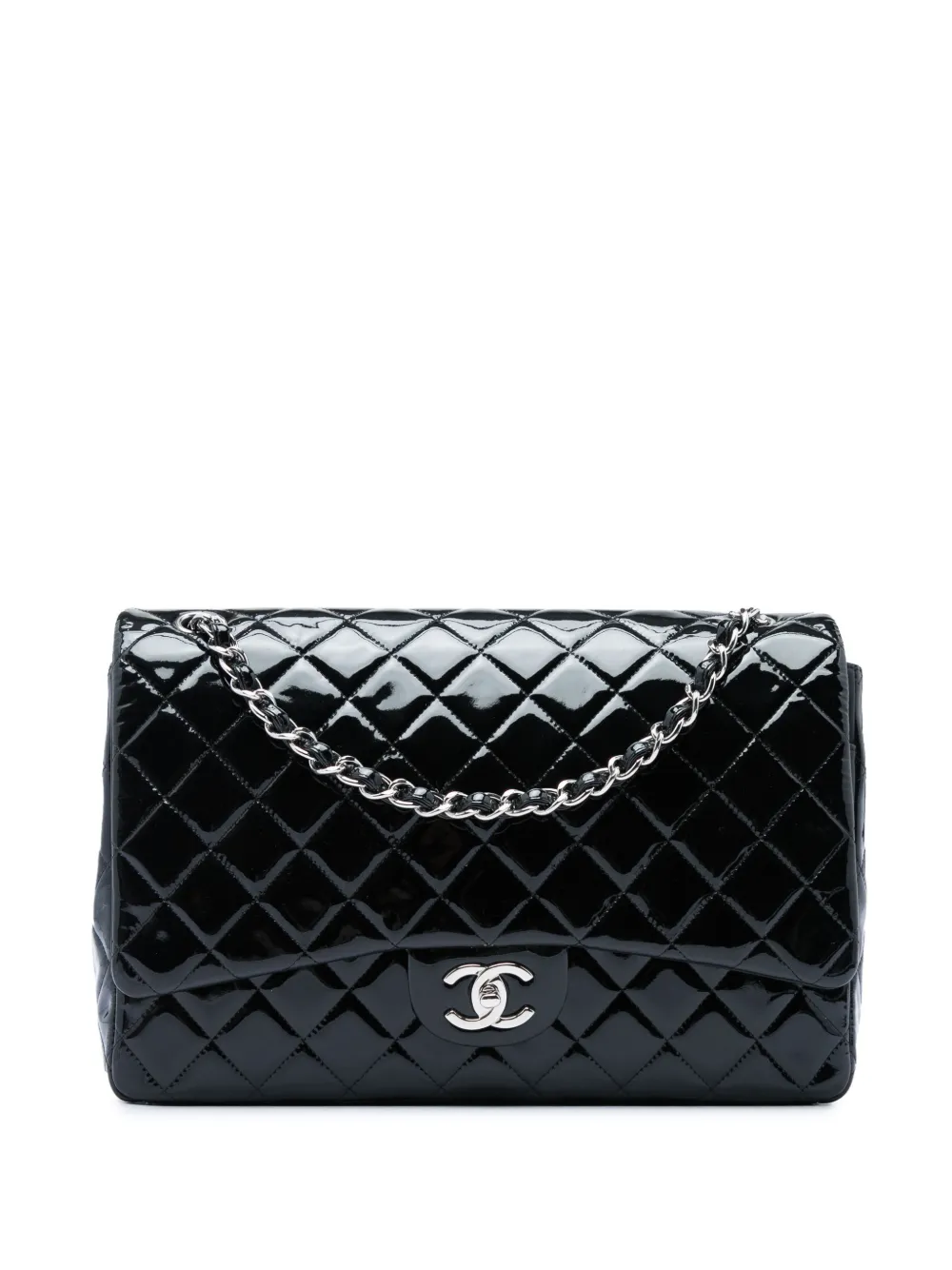 CHANEL Pre-Owned 2011 Maxi Classic Patent Double Flap shoulder bag - Black