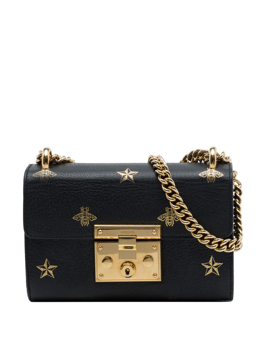 Gucci Pre-Owned 2016-2026 Small Calfskin Bee Star Padlock crossbody bag - Black