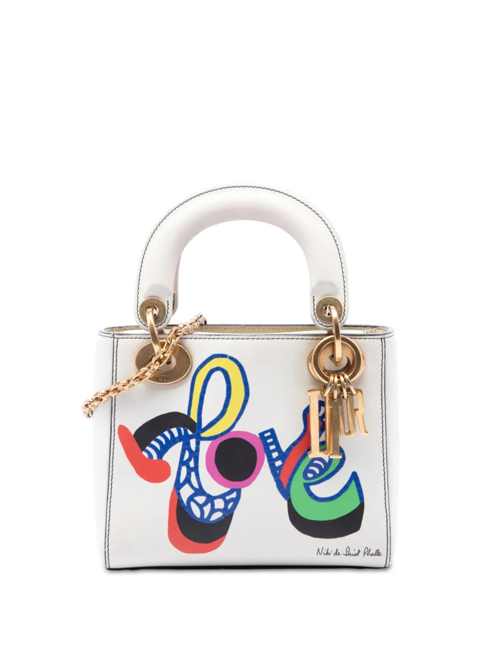 Christian Dior Pre-Owned 2017 Niki de Saint Phalle mini Dioramour Lady Dior Satchel-Tasche - Weiß