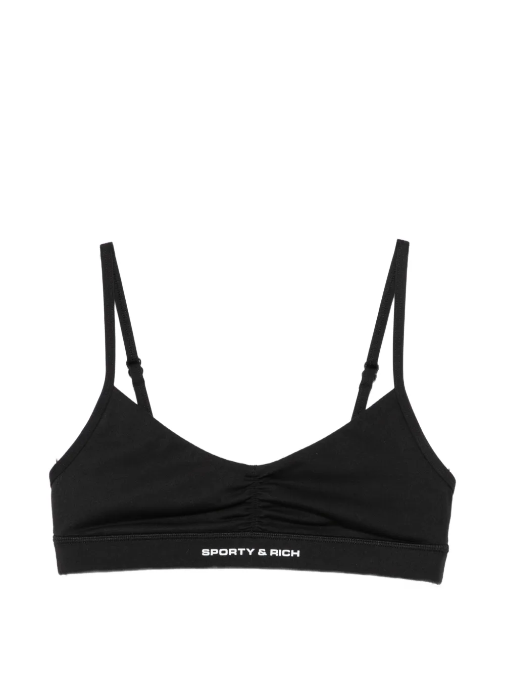 Sporty & Rich logo-print ruched sports bra