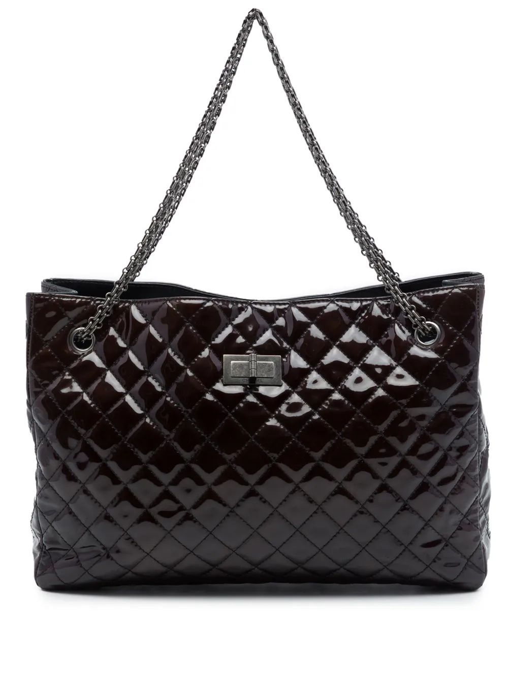 CHANEL Pre-Owned 2011 Quilted Patent Reissue 2.55 tote bag - Marrone