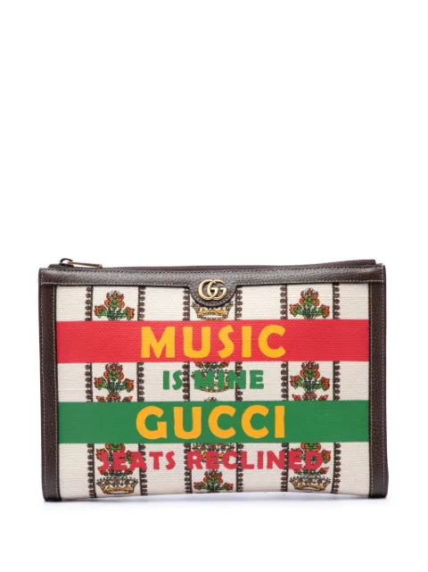 Gucci Pre-Owned 2016-2026 Canvas 100 Centennial Music is Mine clutch bag