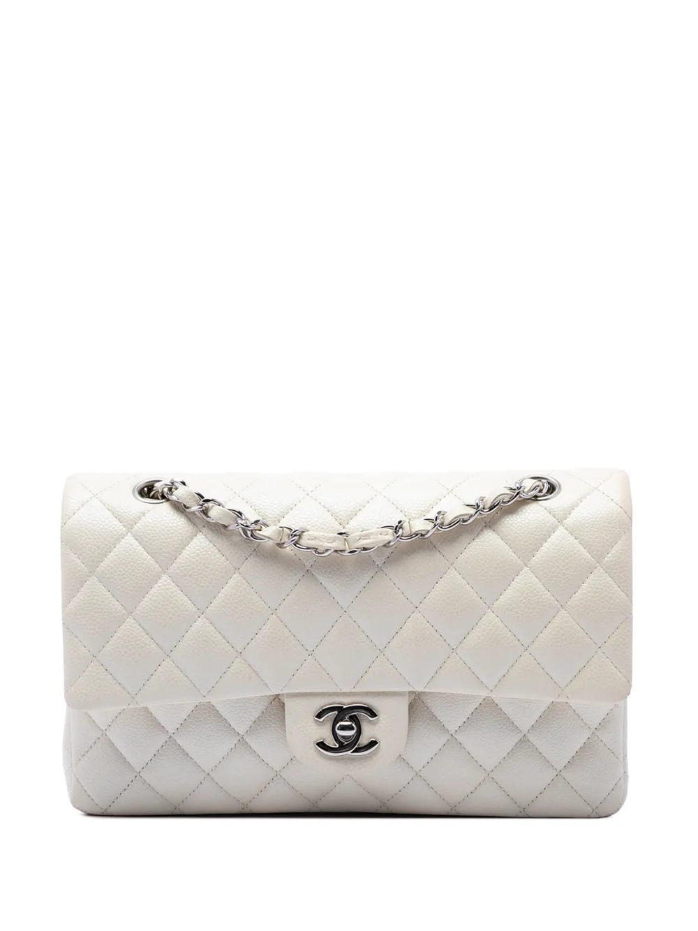 CHANEL Pre-Owned 2014-2015 Medium Classic Caviar Double Flap shoulder bag - Bianco
