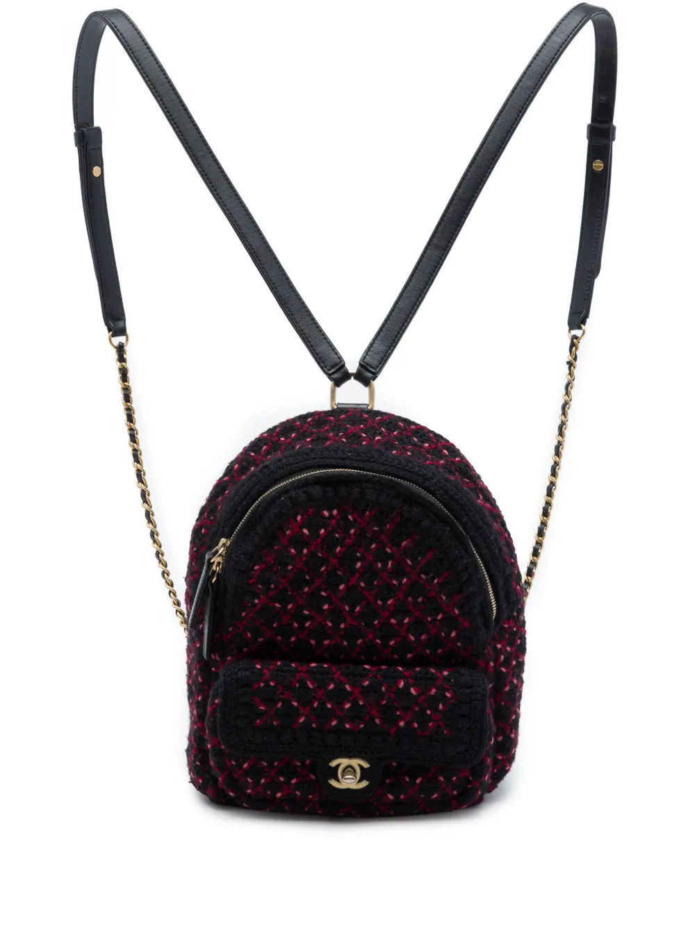 CHANEL Pre-Owned 2016-2017 Mini Quilted Tweed CC Pocket backpack - Nero