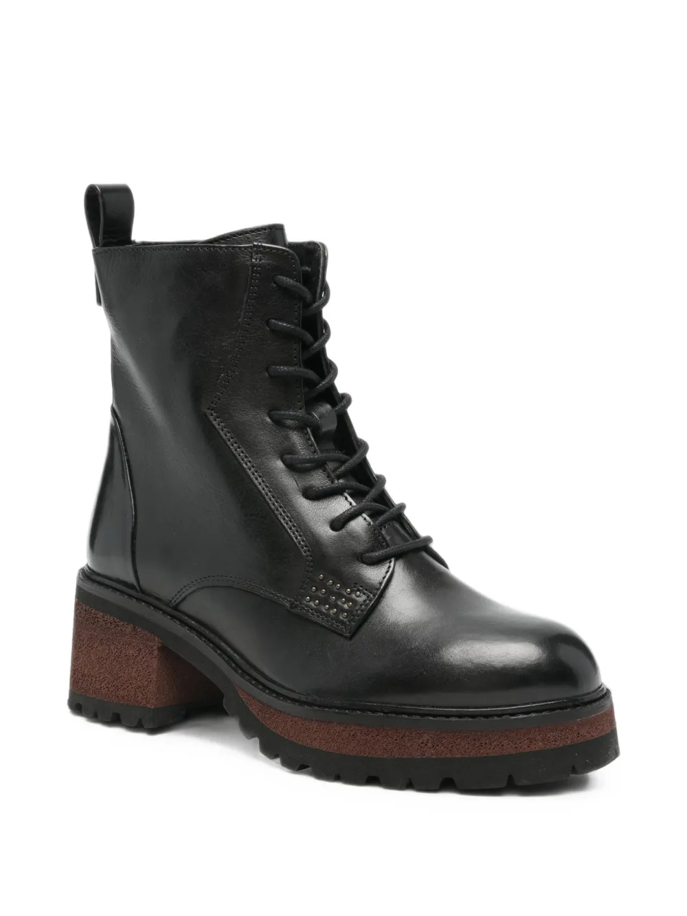CAFèNOIR lace-up studded ankle boots Zwart