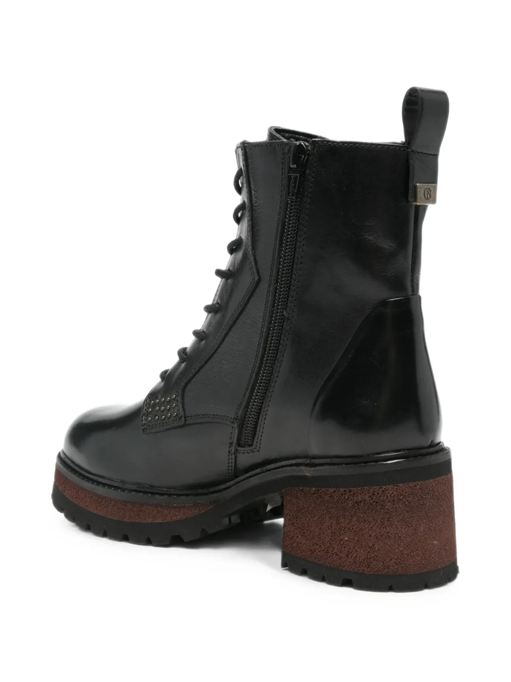 CAFèNOIR lace-up studded ankle boots Zwart