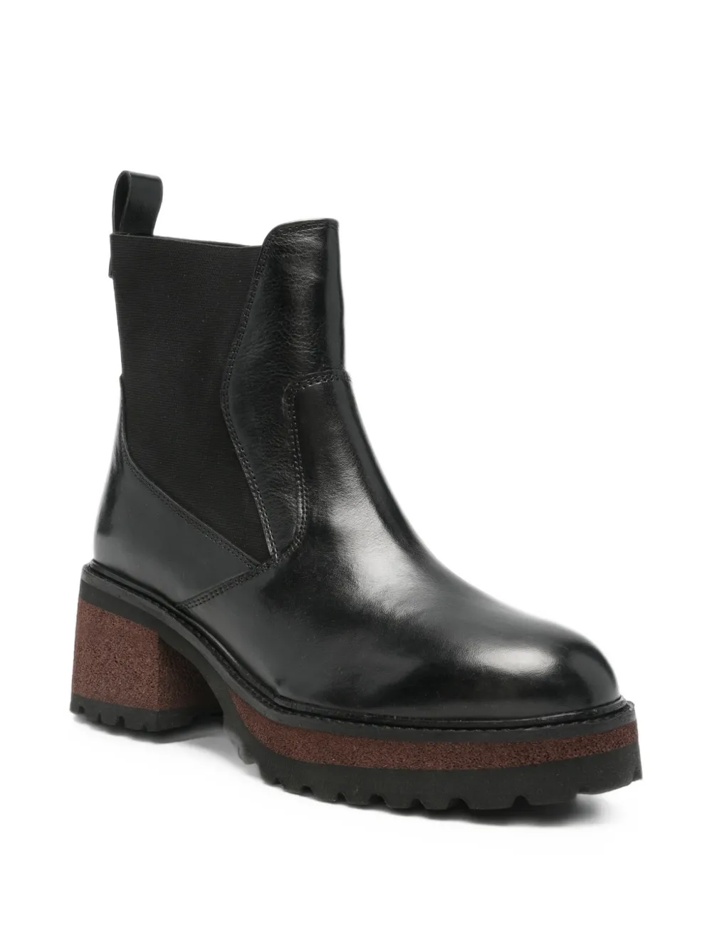 CAFèNOIR panelled leather ankle boots Zwart