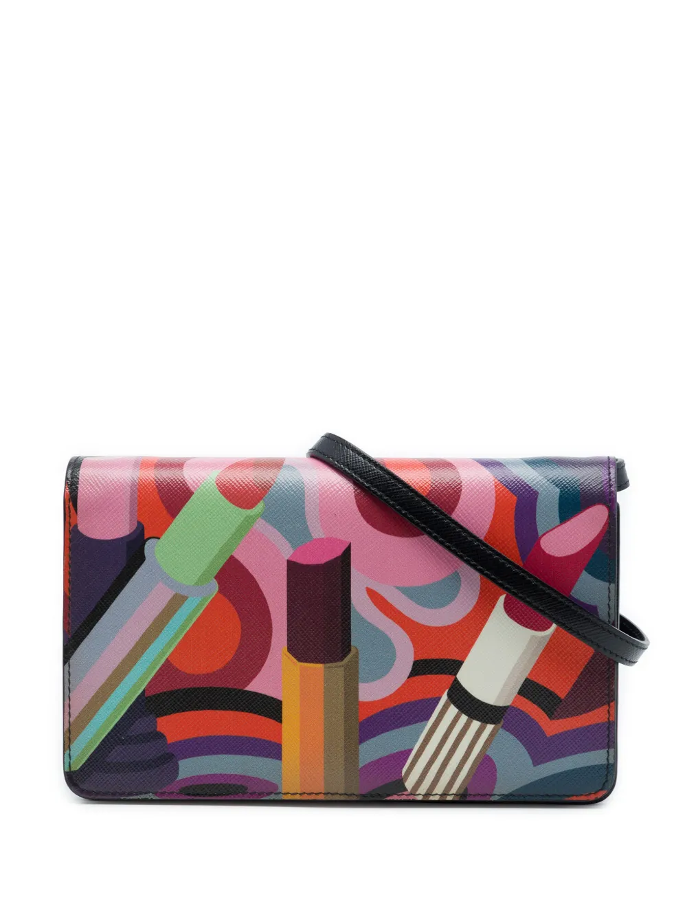 Prada Pre-Owned 2015 Saffiano Lipstick Print Wallet on Strap crossbody bag - Multicolore