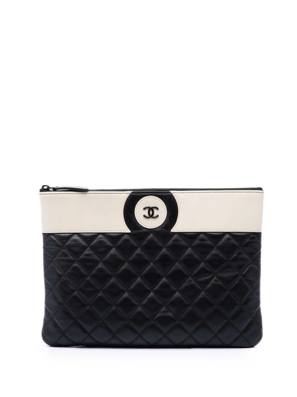 CHANEL Pre-Owned 2016-2017 Medium CC Bicolor Quilted Lambskin clutch bag - Marrone