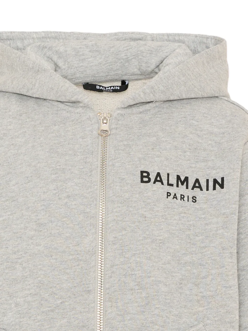 Balmain Kids Hoodie met logoprint en rits Grijs